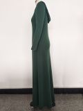 Classic Solid Color Paneled Hooded Loose Dress SMR-9568
