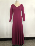 Classic Solid Color Paneled Hooded Loose Dress SMR-9568