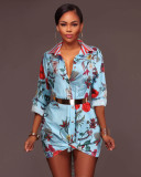 Plus Size Printed Shirt Dress SMR-8847