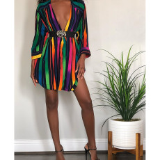 Colorful Stripe Long Sleeve Blouse Shirt ASL-6195