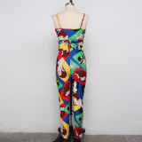  Plus Size Sexy Fashion Print Sling Stitching Two-piece Suit SMR-9579