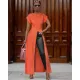 Solid Short Sleeve High Split Maxi Dress ASL-6119