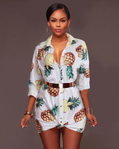 Plus Size Printed Shirt Dress SMR-8847