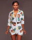 Plus Size Printed Shirt Dress SMR-8847