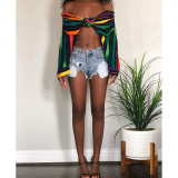 Colorful Stripe Long Sleeve Blouse Shirt ASL-6195