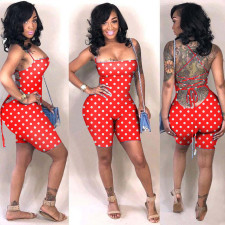 Plus Size Tie Dye Printed Backless Playsuit ASL-6100