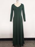 Classic Solid Color Paneled Hooded Loose Dress SMR-9568