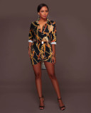Plus Size Printed Shirt Dress SMR-8847