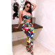  Plus Size Sexy Fashion Print Sling Stitching Two-piece Suit SMR-9579