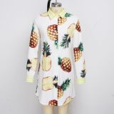 Plus Size Printed Shirt Dress SMR-8847