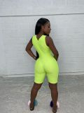 Solid Sleeveless Zipper Bodycon Playsuit LUO-3052