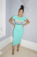 Hot Drilling Letter Short Sleeve Long Dress WSM-5128