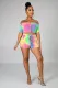 Tie Dye Print Slash Neck Two Piece Shorts Set WSM-5129