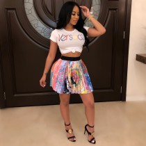 Sexy Printed Pleated Mini Skirts SFY-022