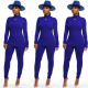 Turtleneck Solid Color Two-Piece Suit SFY-064