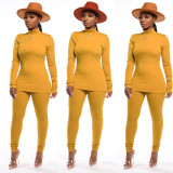 Turtleneck Solid Color Two-Piece Suit SFY-064