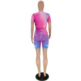 Plus Size Casual Printed Tees And Shorts 2 Piece Sets YH-5073-1