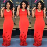 Casual Tie Dye Print Sleeveless Long Dress SFY-023