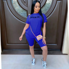 Casual Letter Short Sleeve Two Piece Sets SFY-112