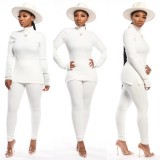 Turtleneck Solid Color Two-Piece Suit SFY-064