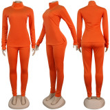 Turtleneck Solid Color Two-Piece Suit SFY-064