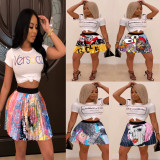 Sexy Printed Pleated Mini Skirts SFY-022