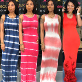 Casual Tie Dye Print Sleeveless Long Dress SFY-023