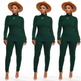 Turtleneck Solid Color Two-Piece Suit SFY-064