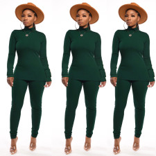 Turtleneck Solid Color Two-Piece Suit SFY-064