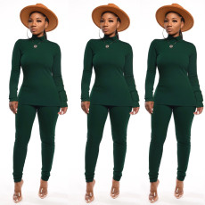 Turtleneck Solid Color Two-Piece Suit SFY-064