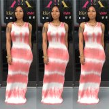 Casual Tie Dye Print Sleeveless Long Dress SFY-023