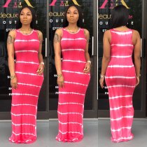 Casual Tie Dye Print Sleeveless Long Dress SFY-023