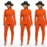 Turtleneck Solid Color Two-Piece Suit SFY-064