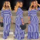 Plus Size Casual Striped High Waist Maxi Dress SFY-025