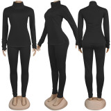 Turtleneck Solid Color Two-Piece Suit SFY-064