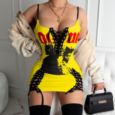 Sexy printed Bandage Mini Dress AIL-080