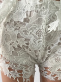 Sexy Lace Long Sleeve Two Piece Shorts Set TE-3179