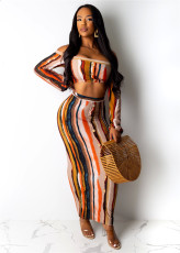 Sexy Long Sleeve Long Skirt Suit YIY-5061