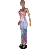 Tie-dye Print Tube Top Maxi Dress CHY-1160