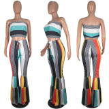 Colorful Tube Top Trousers Set YIY-5058