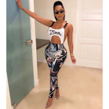 Sexy Sling Print Jumpsuit CHY-1193