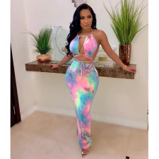 Tie-dye Print Tube Top Maxi Dress CHY-1160