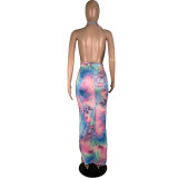 Tie-dye Print Tube Top Maxi Dress CHY-1160