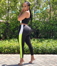 Sexy Patchwork Camisole Pants Fitness 2 Piece Sets YIY-5115