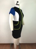 Plus Size 5XL Patchwork Fat MM Bodycon Dress OSM-4104