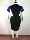 Plus Size 5XL Patchwork Fat MM Bodycon Dress OSM-4104