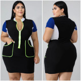 Plus Size 5XL Patchwork Fat MM Bodycon Dress OSM-4104
