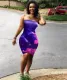 Sexy Tie Dye Print Strapless Bodycon Tube Dress OM-1107