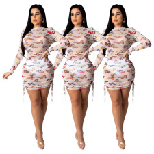 Sexy Butterfly Print Mesh Persctive Mini Dress SHD-9219