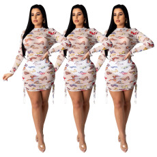 Sexy Butterfly Print Mesh Persctive Mini Dress SHD-9219